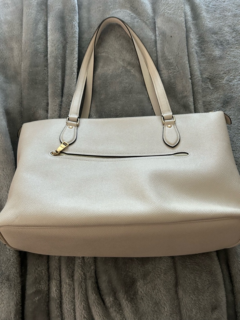 Coach White Leather Double-Handle Tote with Gold Hardware - Picture 5 of 6